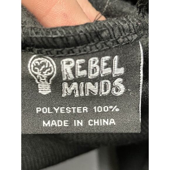 REBEL MINDS Sweatshirt Men's Size XXL Hoodie Full Zip Black Embroidered Pockets - Picture 5 of 8